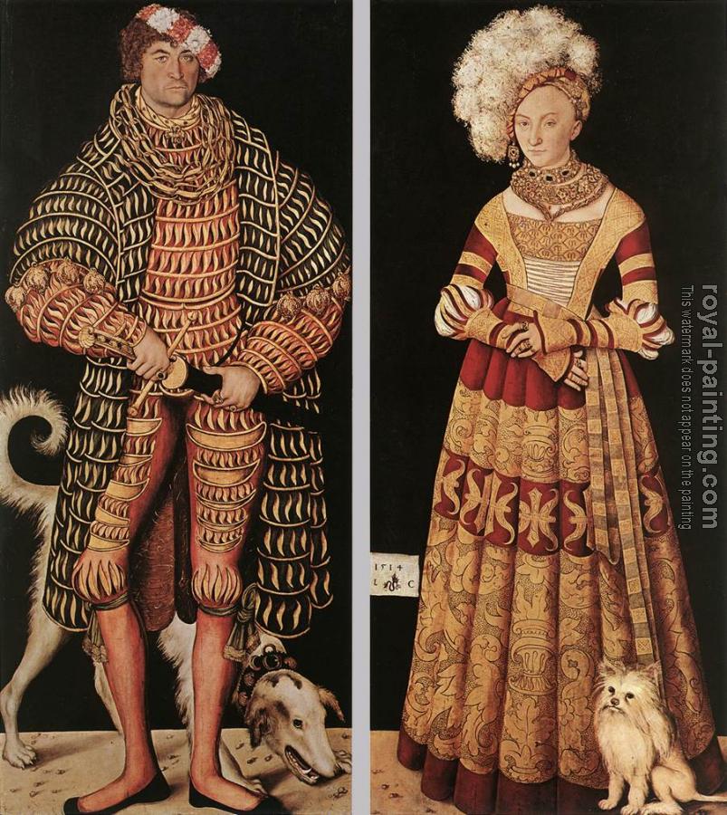 Lucas Il Vecchio Cranach : Portraits of Duke of Saxony and his wife Katharina von Meckl